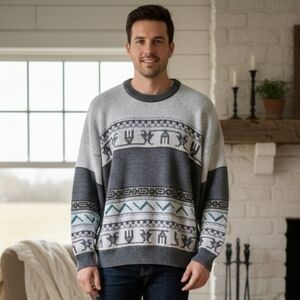 Tip Top Vintage 90s Knit Sweater Size XXL Eclectic Grandpa Coastal Aztec
